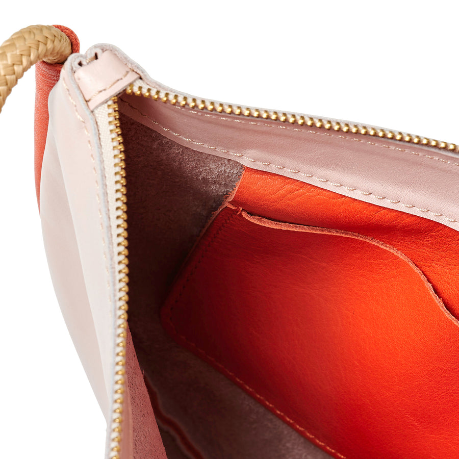Project Dyad || Dusty Pink/Lobster Adjustable Rope Strap Inner small pocket Selene Zipper Bag