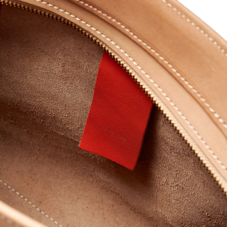 Project Dyad || Almond / Lobster Red Inner small pocket Zipper Tote Bag