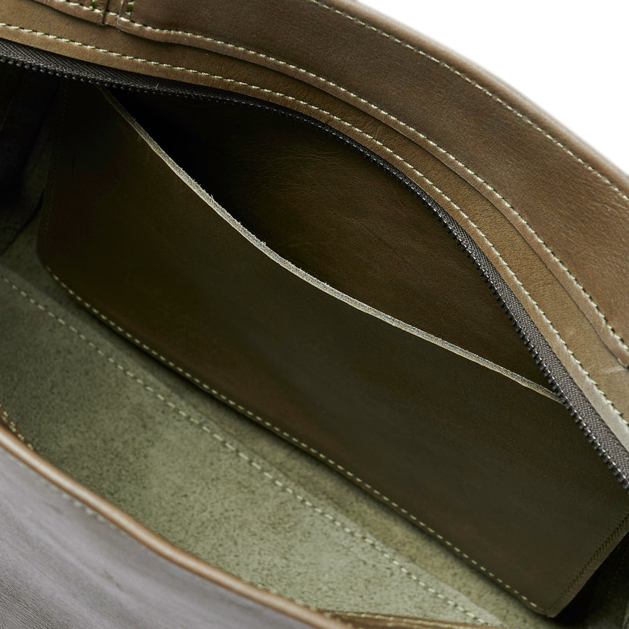 Project Dyad || Olive Inner small pocket Zipper Tote Bag