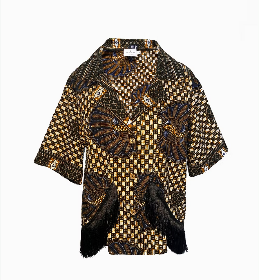 ER-ZUM-AH Victorious Brown Fringe Print Pyjama Shirt
