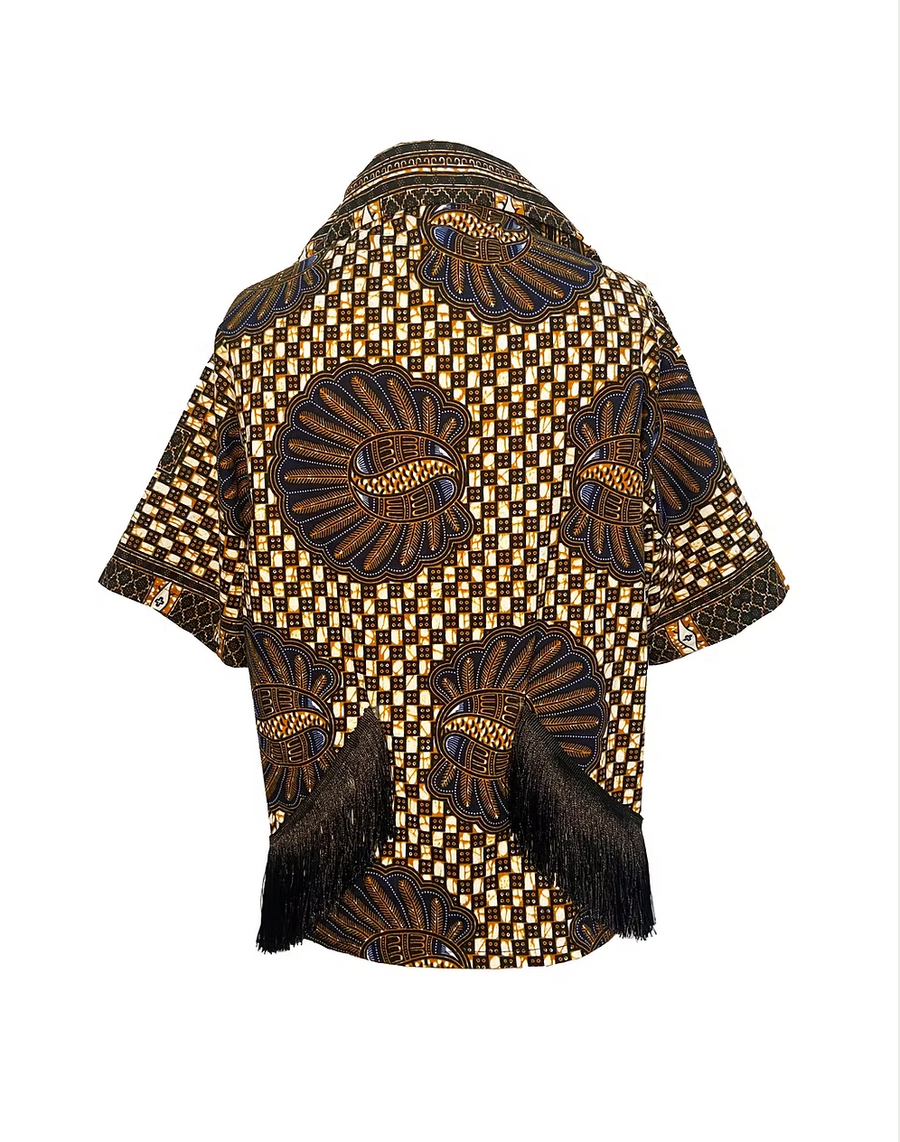 ER-ZUM-AH Victorious Brown Fringe Print Pyjama Shirt