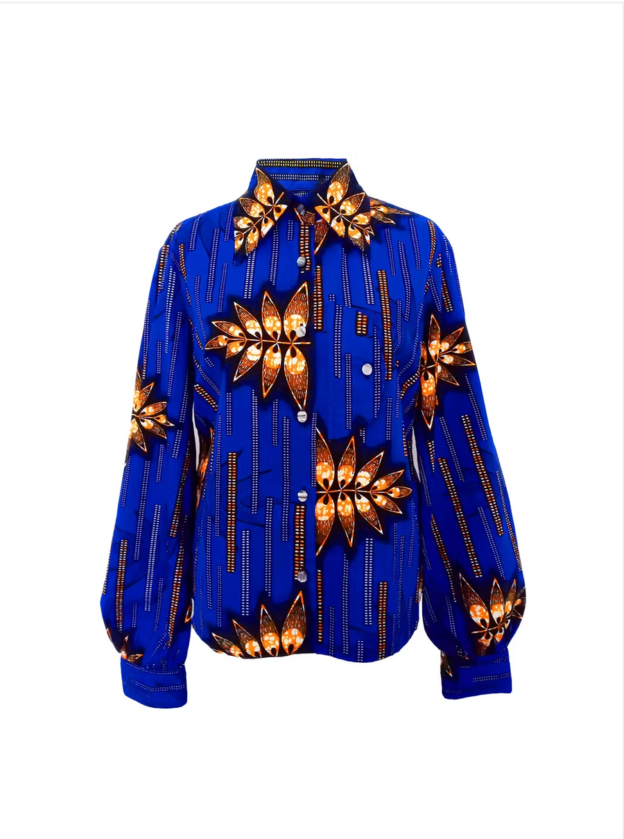 ER-ZUM-AH Sage Shaped African Print Shirt
