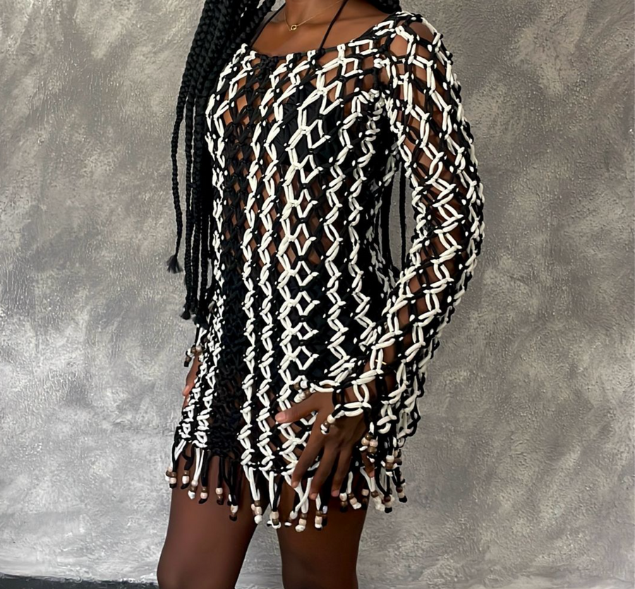 Qreenade Macrame long sleeve - The Zem Dress