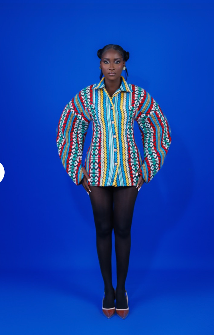 Ivory Afrikaan Colorful Print OMA Jacket Dress