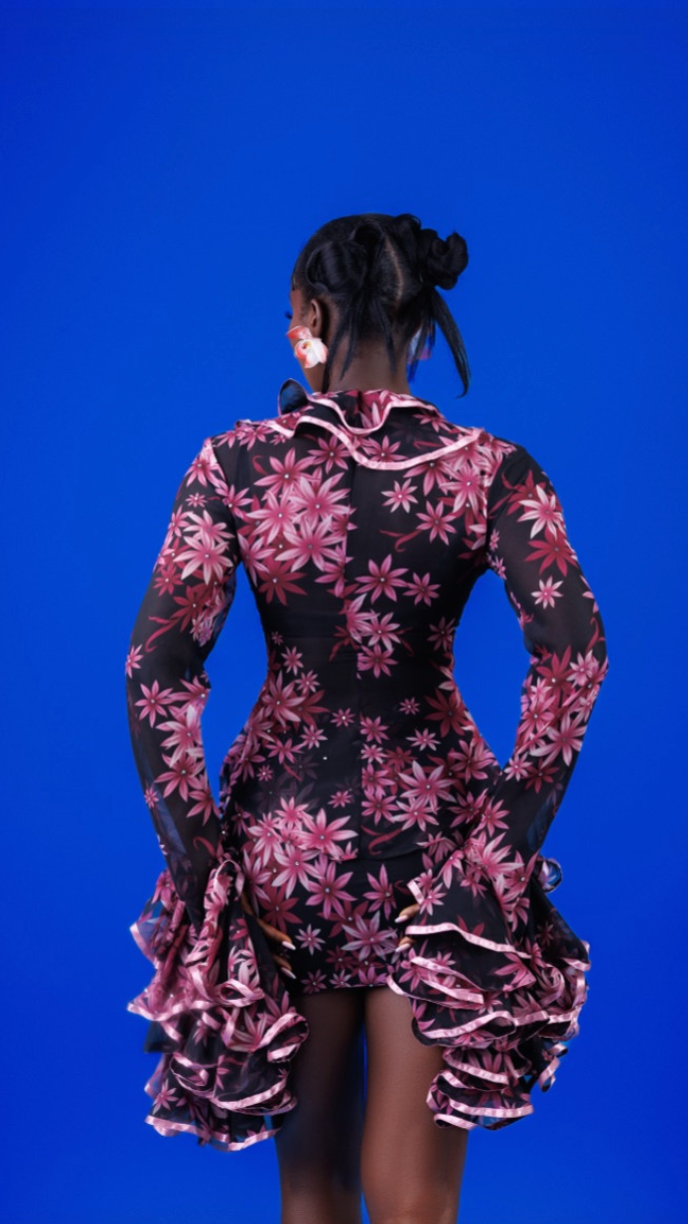 Ivory Afrikaan Chiffon Blouse and Skirt ITARA 2 piece set