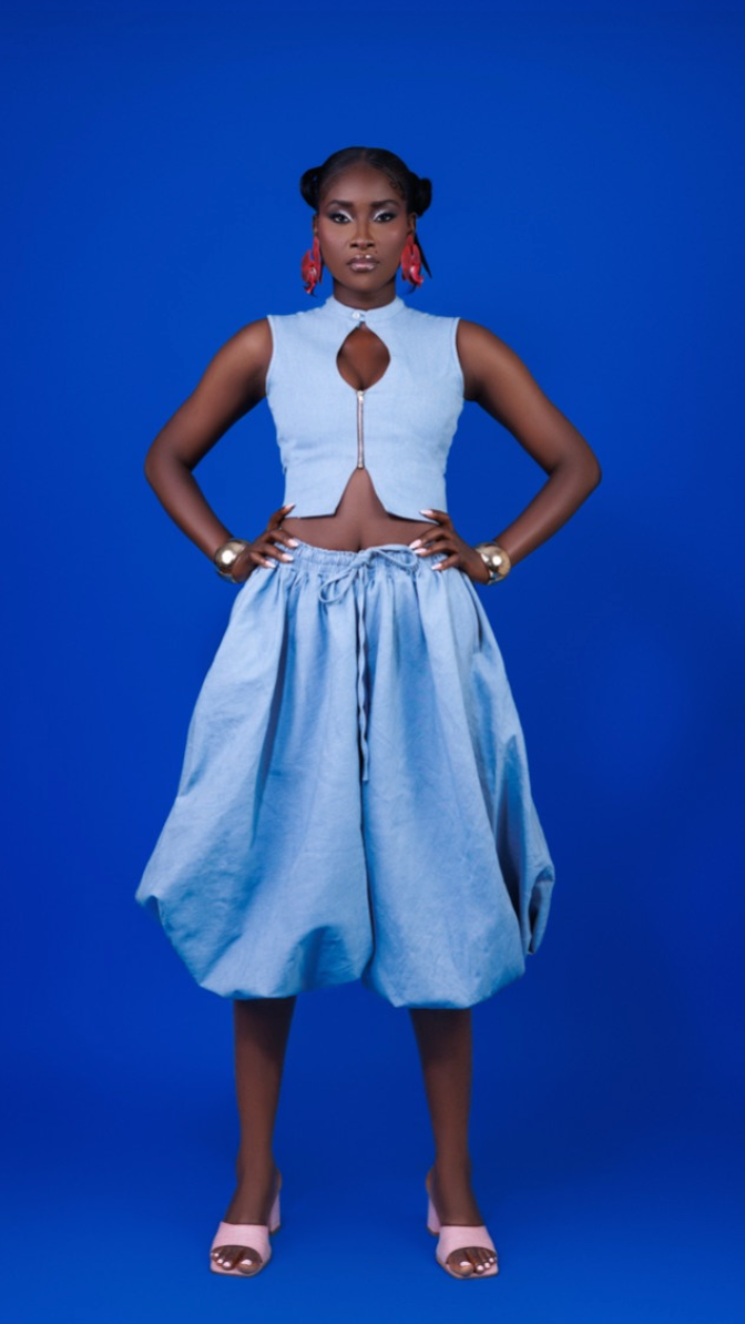 Ivory Afrikaan 2 Piece Top and Pants Denim ASA set