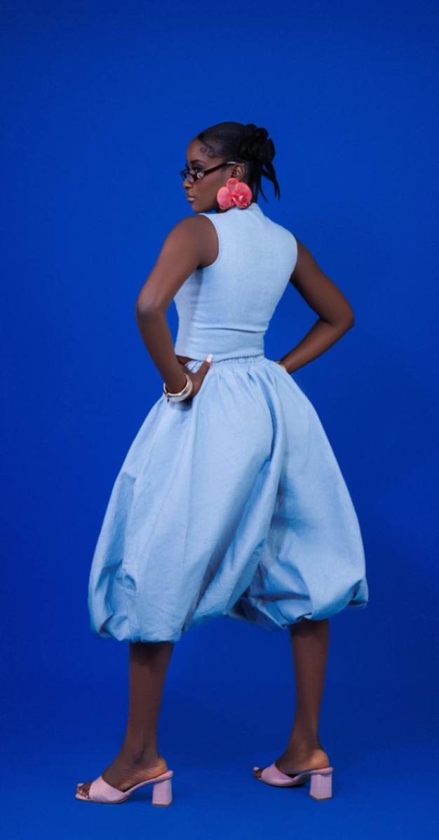 Ivory Afrikaan 2 Piece Top and Pants Denim ASA set