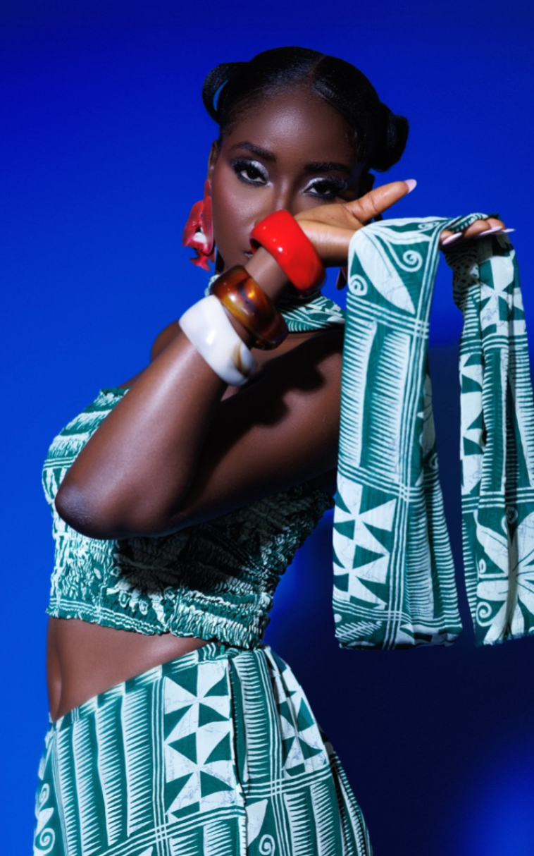 Ivory Afrikaan Chiffon Bandeau Top and Skirt  ALAARE 2 Piece Set