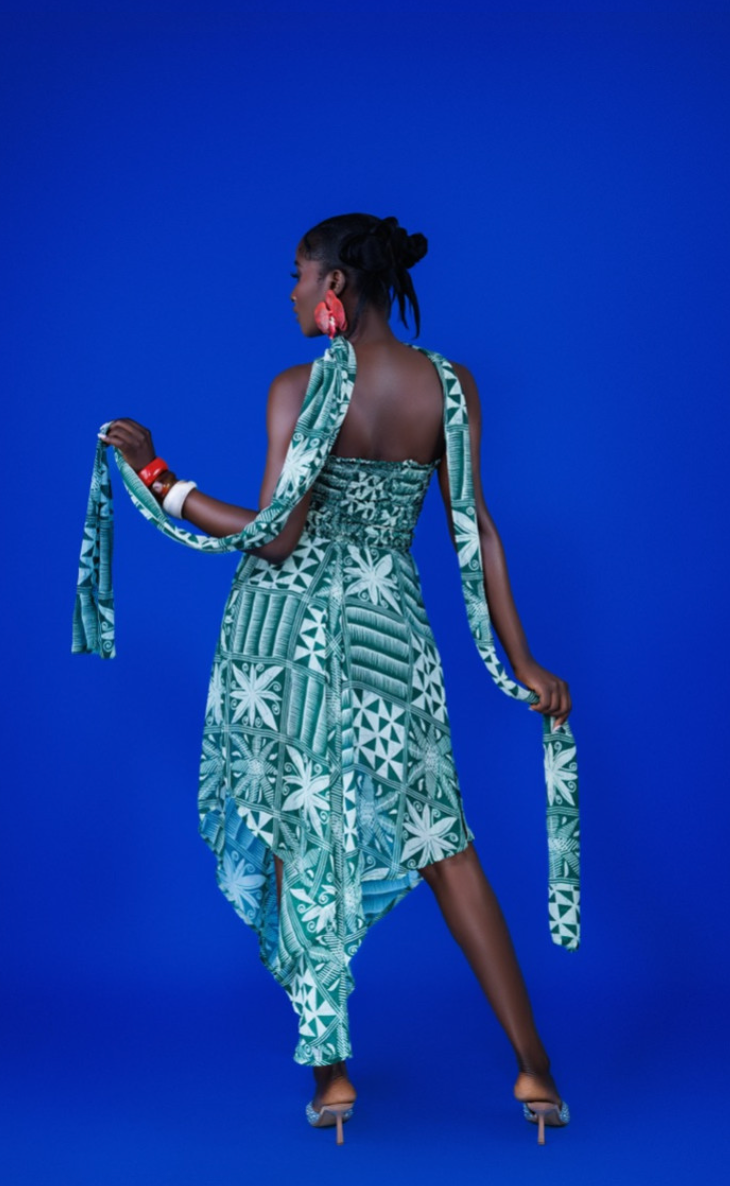 Ivory Afrikaan Chiffon Bandeau Top and Skirt  ALAARE 2 Piece Set