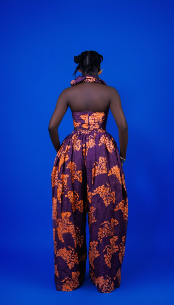 Ivory Afrikaan Halter Neck Top and Pants DUDU 2 Piece Set