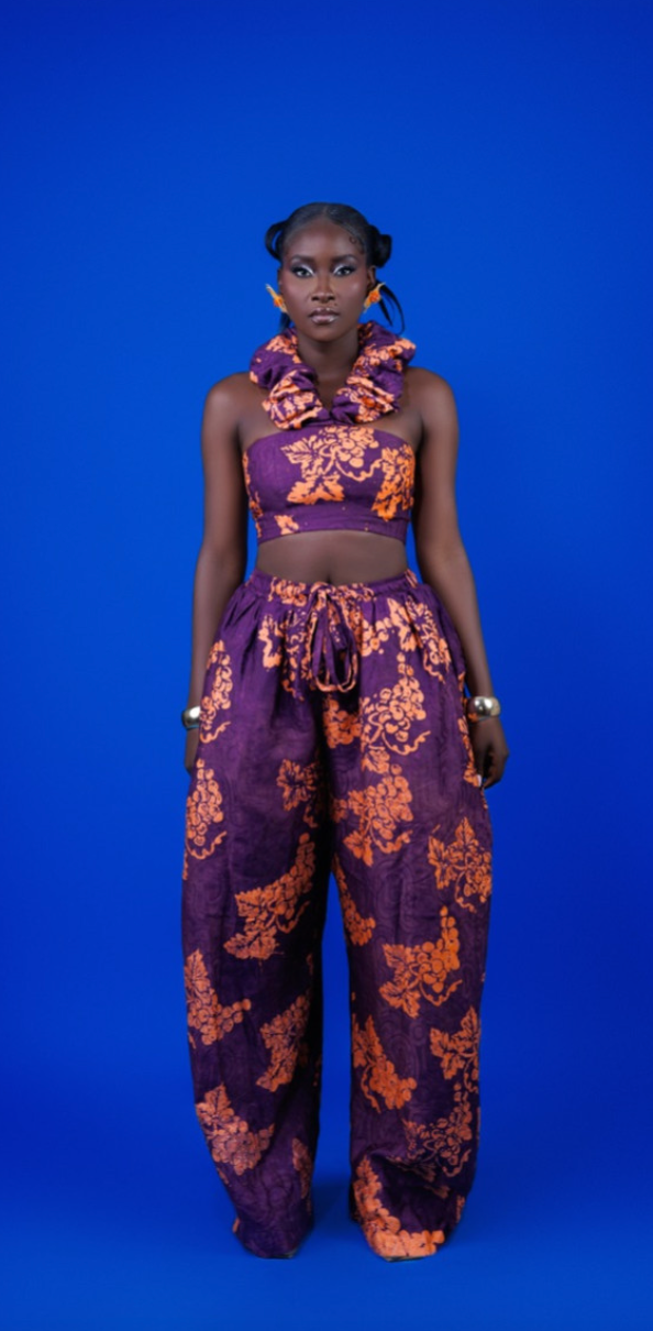 Ivory Afrikaan Halter Neck Top and Pants DUDU 2 Piece Set