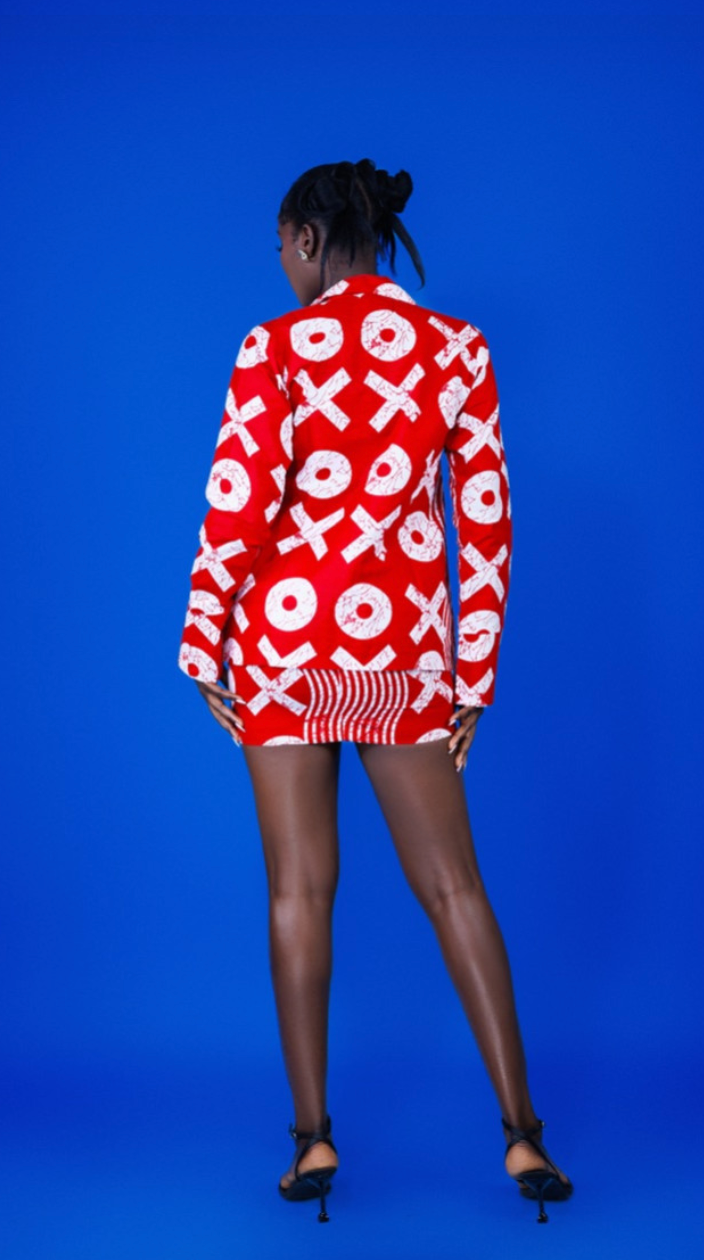 Ivory Afrikaan Tie Shirt and Mini Skirt NURE 2 Piece Set