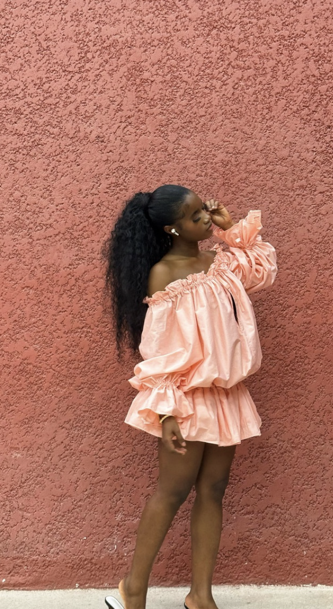 Ivory Afrikaan Mini Off Shoulder LIORA Dress