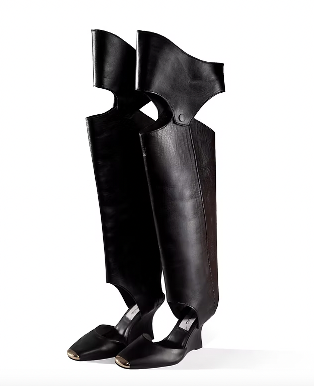Loza Maleombho Thigh High Cut Out Leather 2 PLATEAUX Boots
