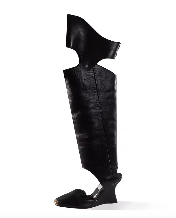Loza Maleombho Thigh High Cut Out Leather 2 PLATEAUX Boots