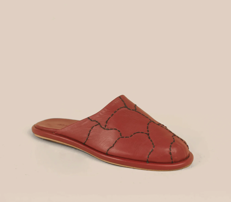 Maliko Flat Hand-Embroidered OBI Mules