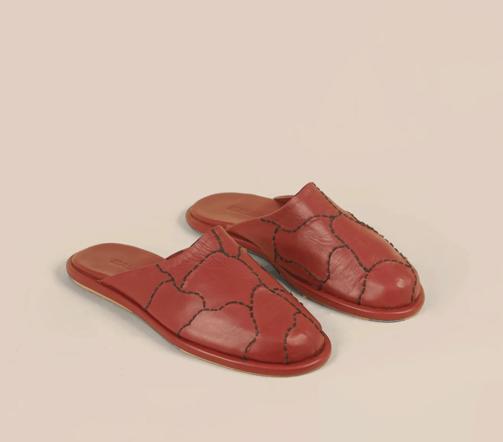 Maliko Flat Hand-Embroidered OBI Mules