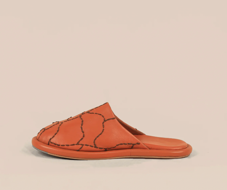 Maliko Flat Hand-Embroidered OBI Mules