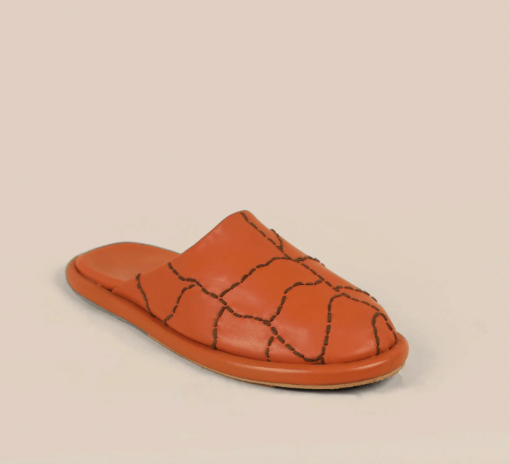 Maliko Flat Hand-Embroidered OBI Mules