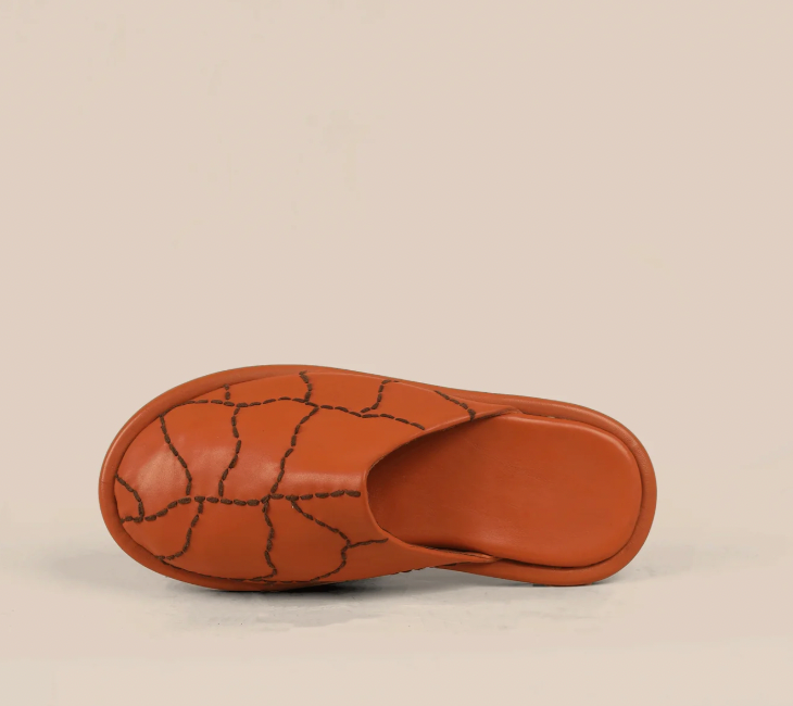 Maliko Flat Hand-Embroidered OBI Mules