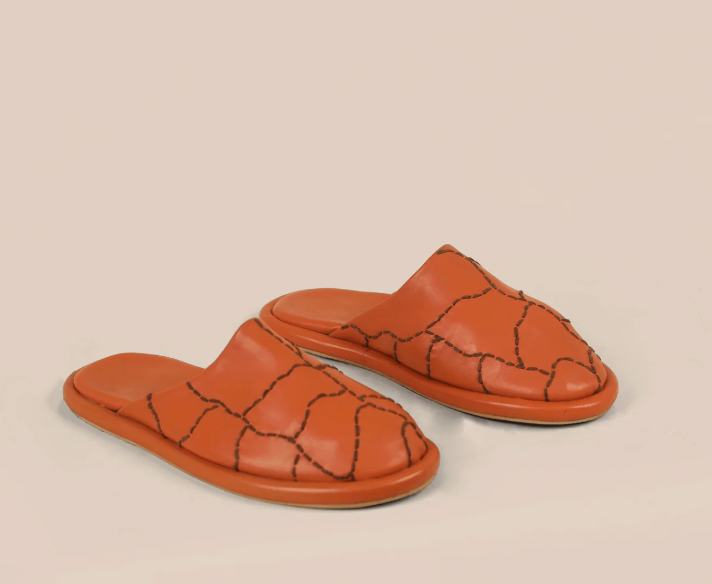 Maliko Flat Hand-Embroidered OBI Mules