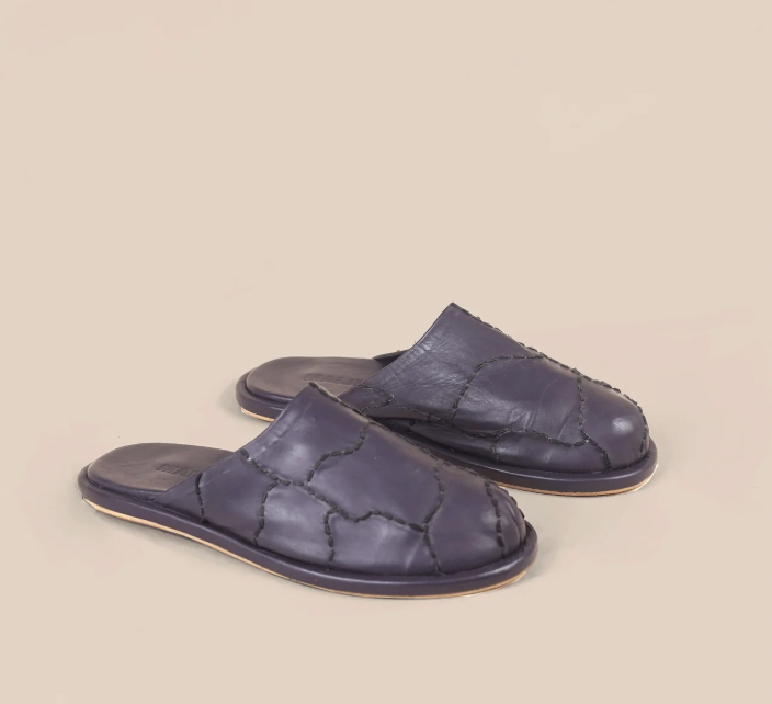 Maliko Flat Hand-Embroidered OBI Mules