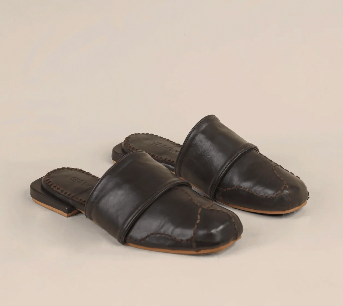 Maliko Leather Hand Embroidered Square Toe OLISA Mules