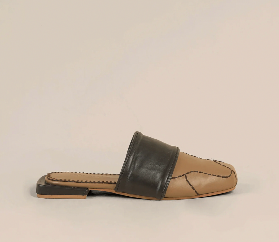 Maliko Leather Hand Embroidered Square Toe OLISA Mules