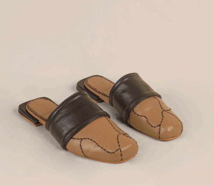 Maliko Leather Hand Embroidered Square Toe OLISA Mules