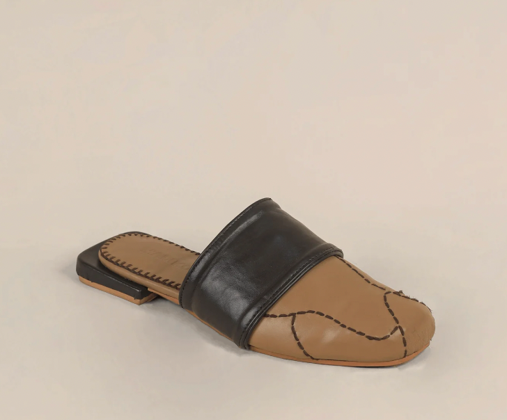 Maliko Leather Hand Embroidered Square Toe OLISA Mules