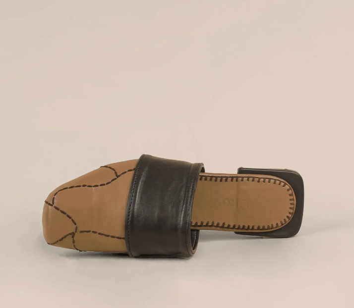 Maliko Leather Hand Embroidered Square Toe OLISA Mules