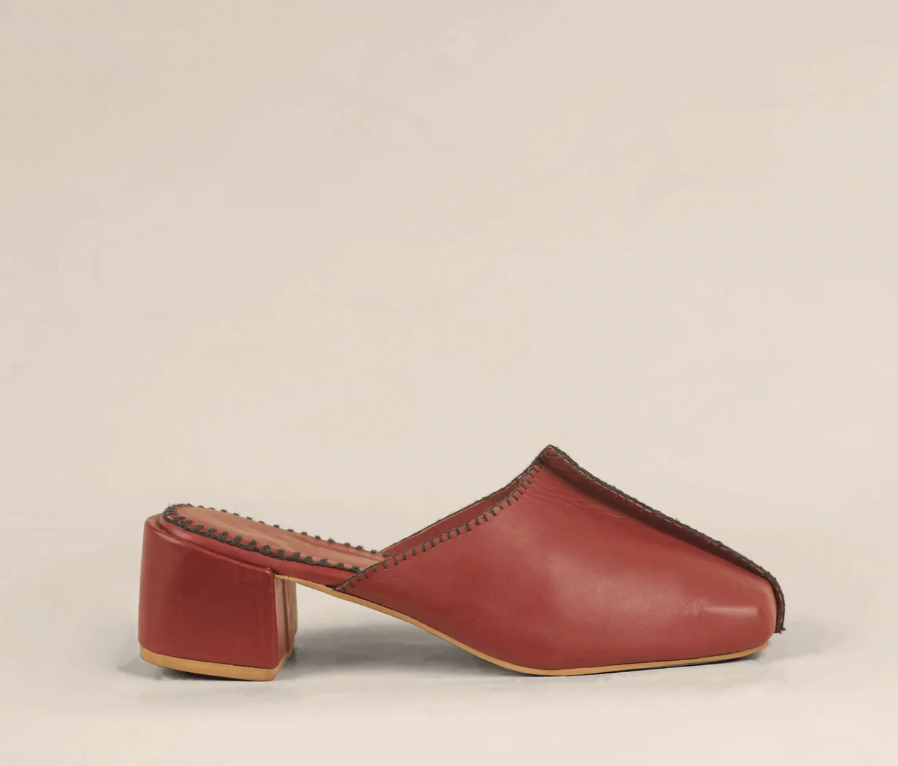 Maliko Hand Embroidered Low Heel Omalicha Leather Mules