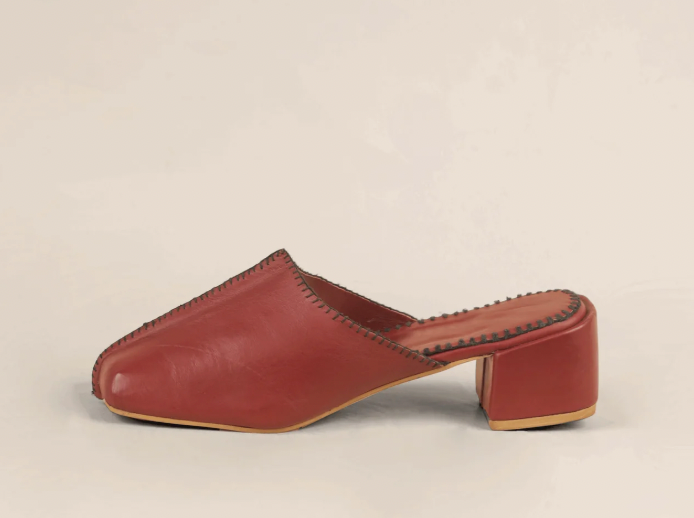 Maliko Hand Embroidered Low Heel Omalicha Leather Mules