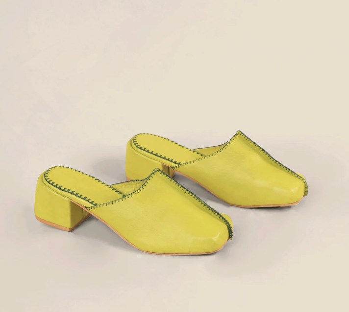 Maliko Hand Embroidered Low Heel Omalicha Leather Mules