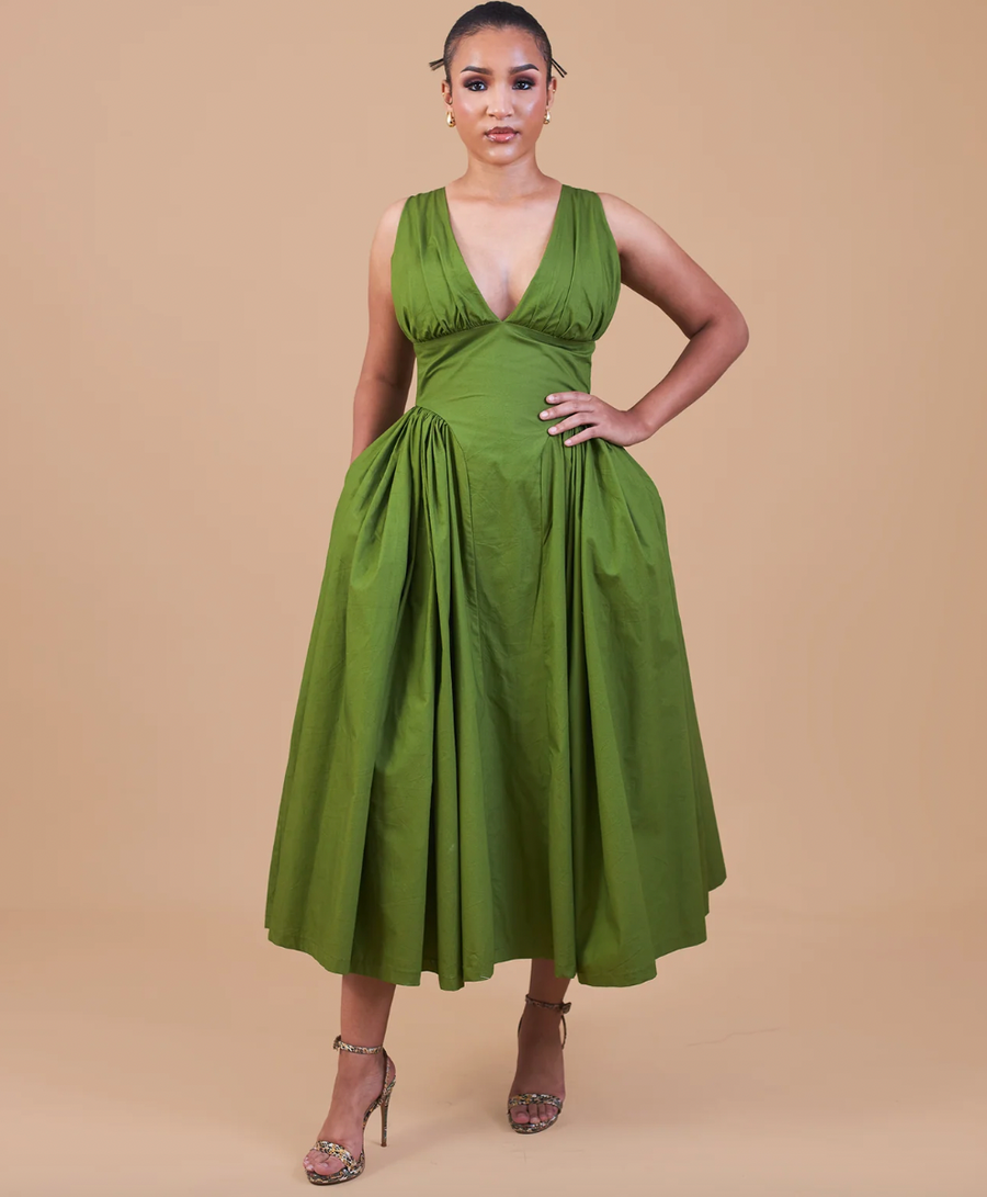 M.O.T Sleeveless Cotton Sumbo Midi Dress