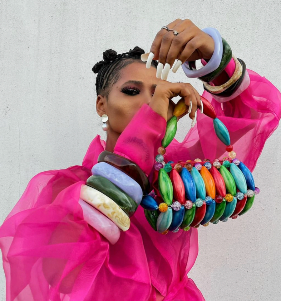 Mairachamp ELSA BUBBLEGUM Beaded Bag