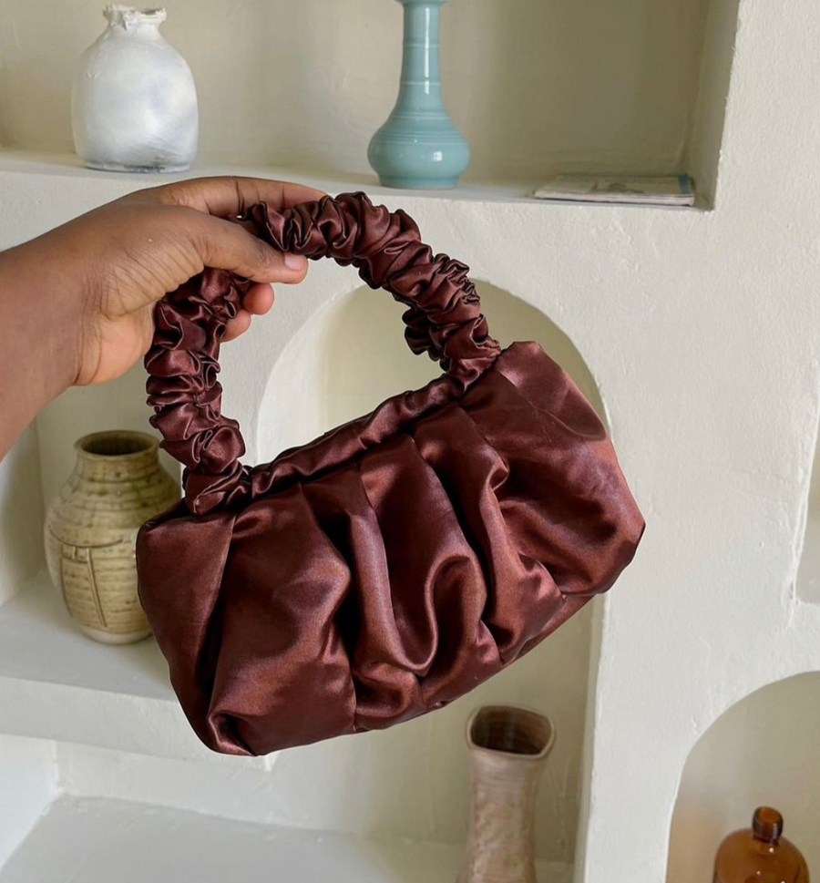 Mairachamp Ruched Satin FAY Handle Bag