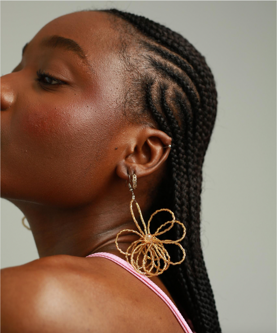 Mairachamp Bloom Wire DAFFODIL Gold Earrings