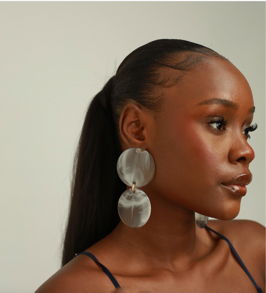Mairachamp Double Disc Resin Frosted Grey RENO 3 Earrings
