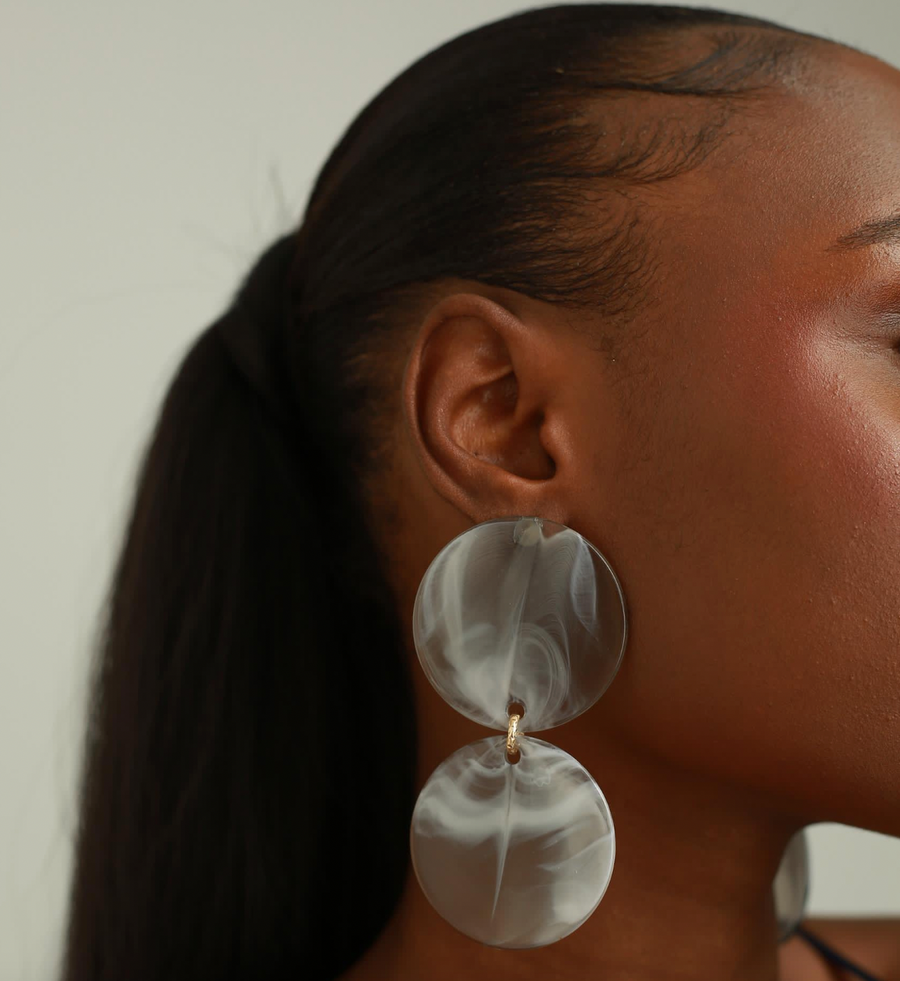 Mairachamp Double Disc Resin Frosted Grey RENO 3 Earrings