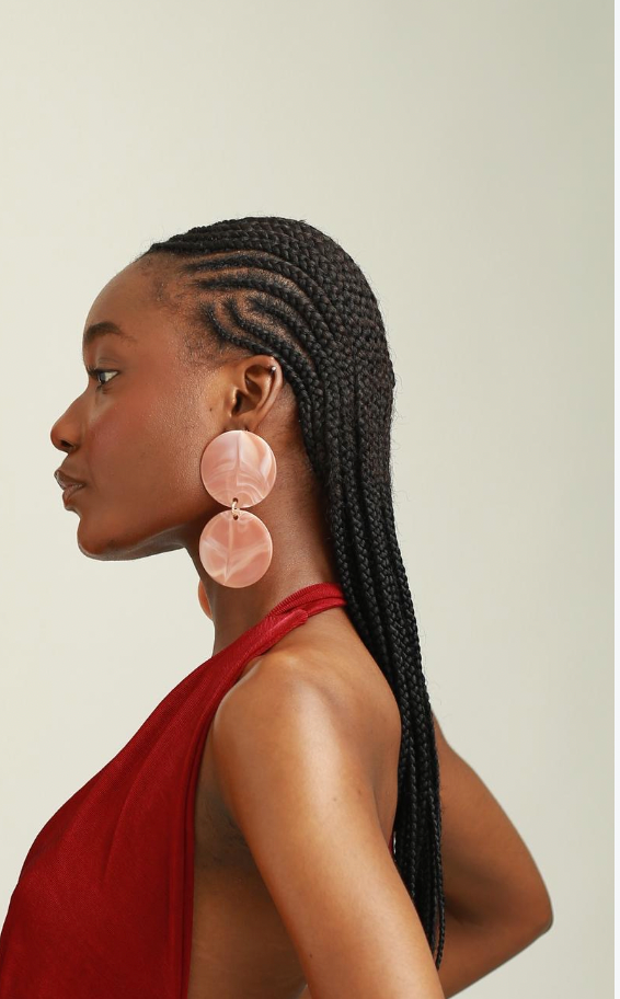 Mairachamp Double Disc Resin RENO 6 Rose Quartz Earrings