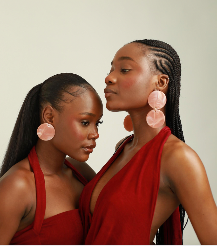 Mairachamp Double Disc Resin RENO 6 Rose Quartz Earrings