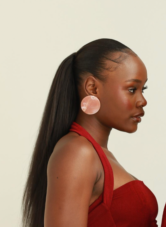 Mairachamp Single Disc Resin RENO 6 Rose Quartz Earrings