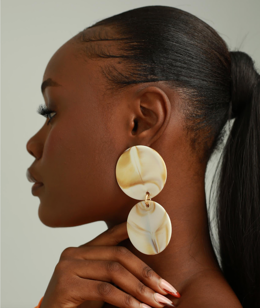 Mairachamp RENO 1 Ivory Double Disc Earrings