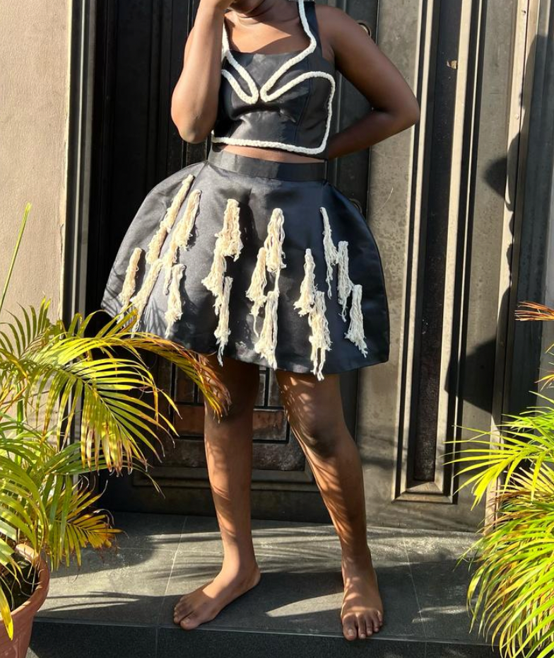 Bree The Label CFF Tassel-Trimmed High-Waist Skirt