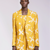 Cute-Saint Divinity Yellow Bird Print Blazer