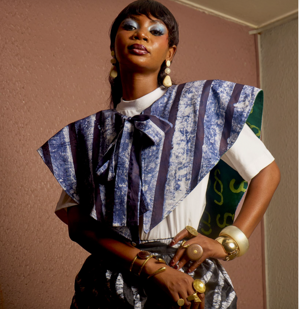 Sisè Hand-Dyed Statement Cape with Bow Detail