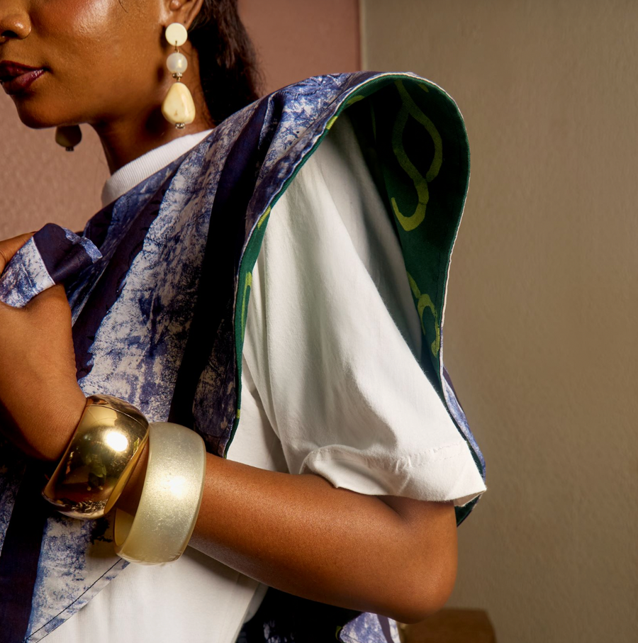 Sisè Hand-Dyed Statement Cape with Bow Detail