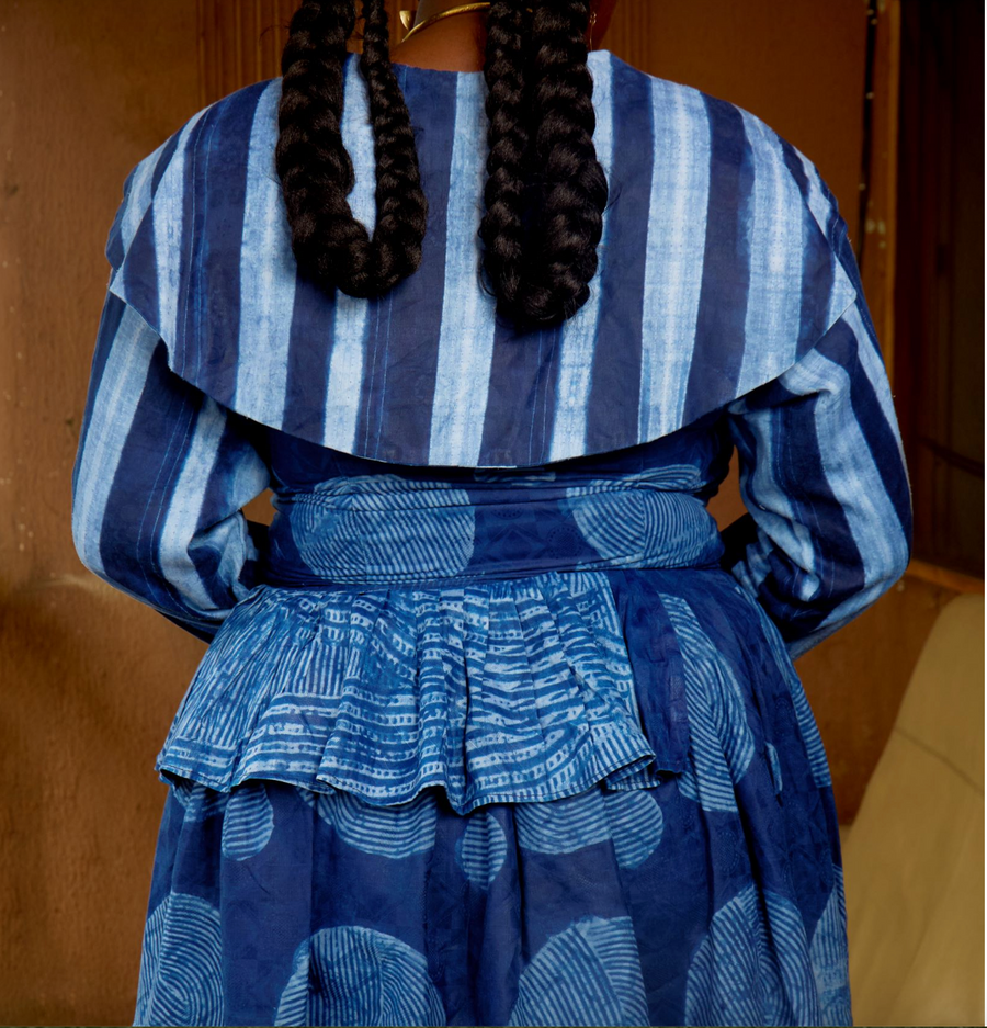 Sisè Indigo Patterned Mini Shirt Dress