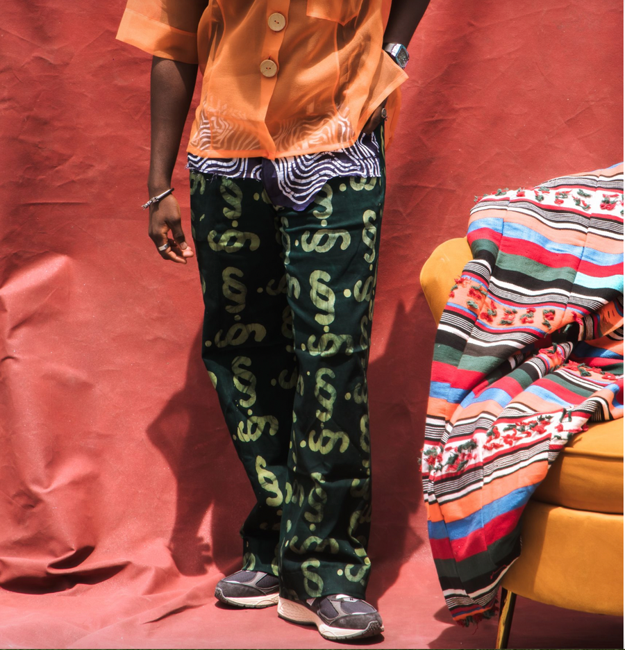 Sisè  Green Logo Straight Lag Pants